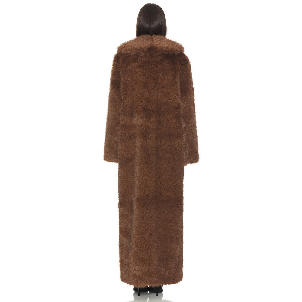 Lovers + Friends Vincent Coat Faux Fur Open Front Mob Wife Quiet Luxury Winter S - Picture 2 of 10
